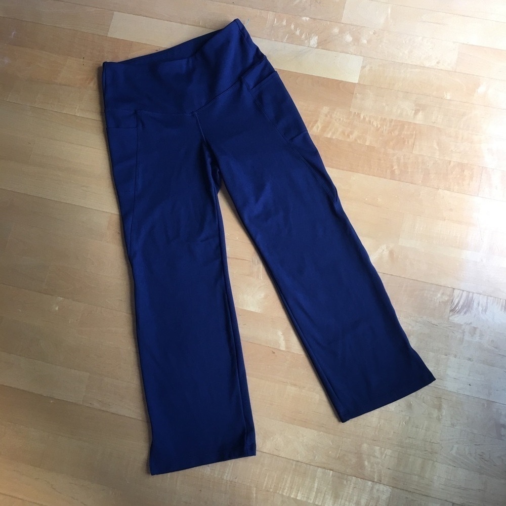 Jockey Wide Leg, Yoga, Crop Capri Stretch Legging, Navy Blue, Size S